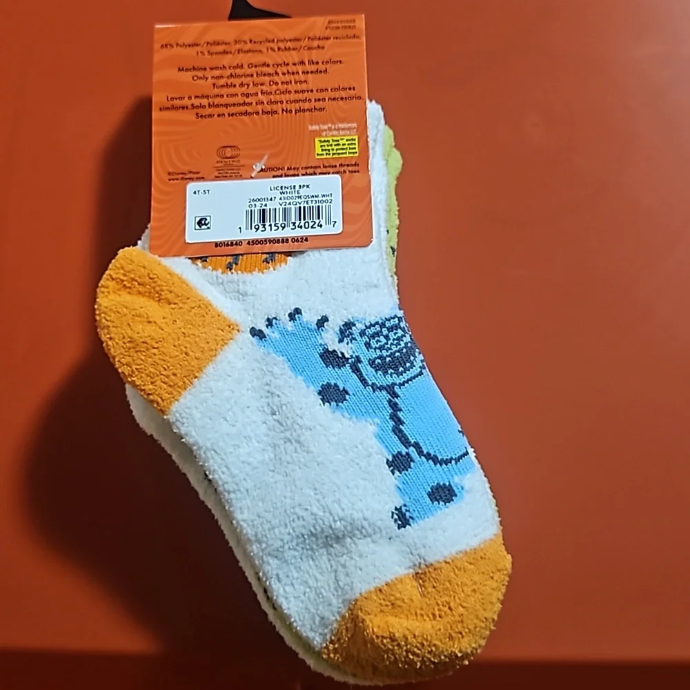 DISNEY PIXAR MONSTERS INC: 3 PK SOCKS: NEW WITH TAGS: SIZE 4T/5T